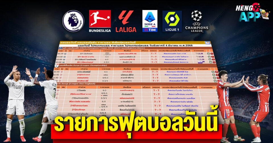 รายการบอลวันนี้-"Today's fo.otball program."